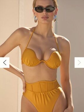 Andrea Iyamah Yellow Underwire Bikini Top & High-Waist Bottoms Women Swim
